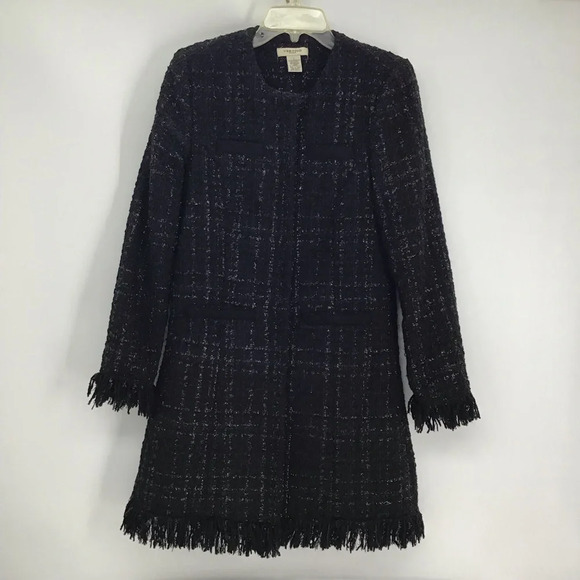 Vertigo Paris Women’s Tweed Boucle Fringe Wool Blend Jacket Coat Size Small - Picture 2 of 10
